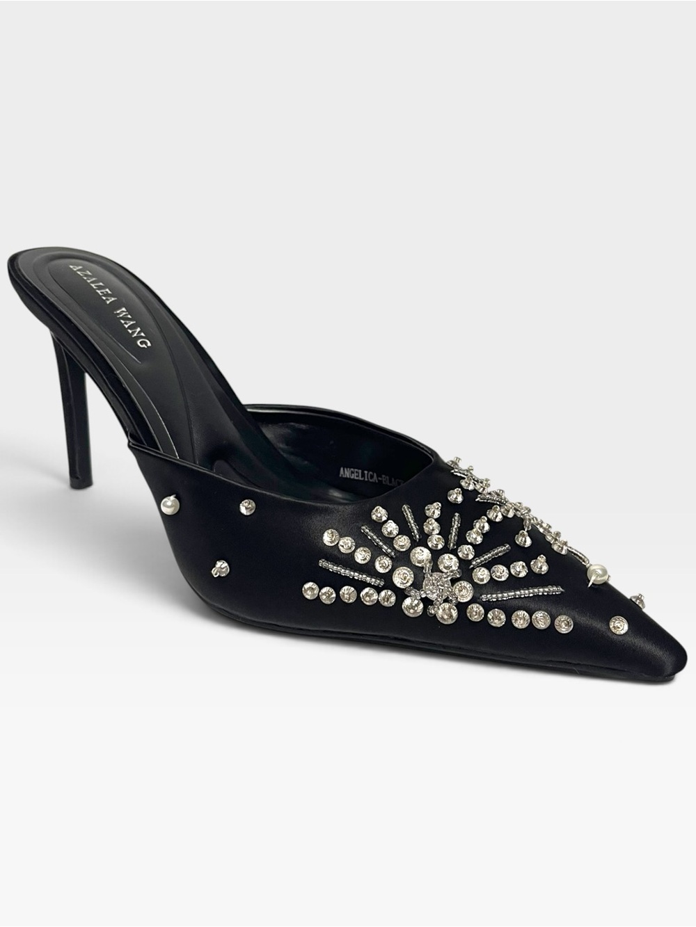NIB AZALEA WANG Angelica Crystal Embellished Heeled Mules